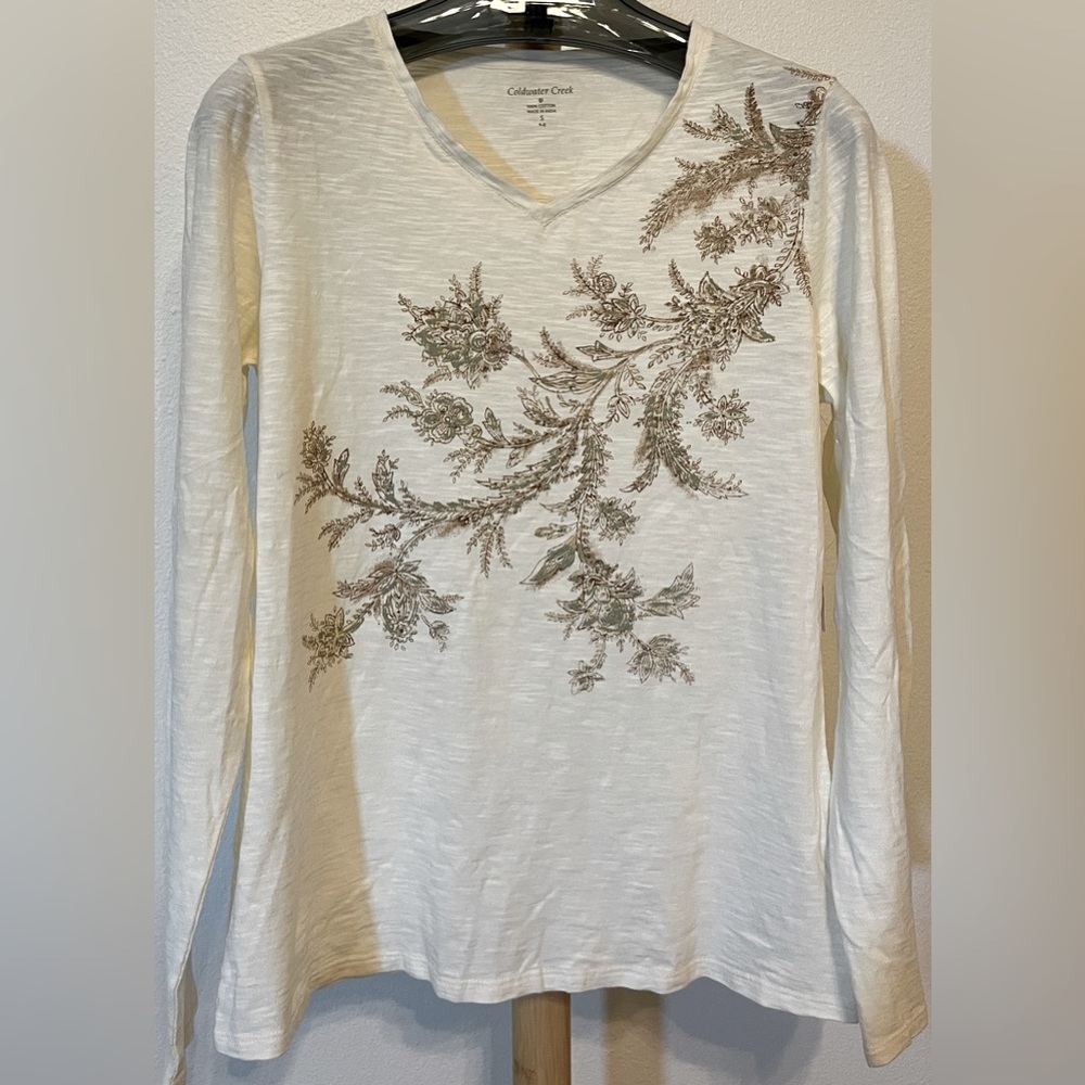 Coldwater Creek Ivy Paisley Embellished Tee